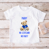 Personalised "No Scotland No Party" Scotland Football T-shirt for World Cup - All Sizes