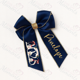 Personalised Glitter Trim Christmas Hair Bow - Christmas 2025 Design - Multiple Colours - 6 Inch Bow