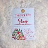 Personalised Nice List Certificate - Candy Cane Lane Red Design. Custom Kids Christmas Eve Box Filler.