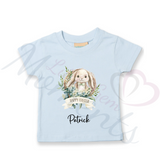 Personalised Kids Happy Easter T-shirt - Bunny Wreath Design
