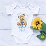 Personalised Happy Father's Day Baby Bodysuit. Custom Cute Father's Day Baby Vest - Pink or Blue