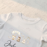 Personalised Born In 2026 Organic Cotton Baby Tee: Farm Animal Design