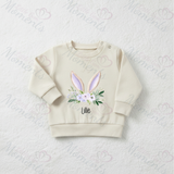 Personalised Bunny Ear Sweatshirt. Custom Kids Jumper - Floral Bunny Ear Design