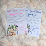 Personalised First Christmas Certificate from Santa Claus. Custom Baby Xmas Keepsake - Pink or Blue