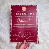 Personalised Adults Explicit Novelty Christmas Certificate. The C**t List. 18+. Custom Made Funny Secret Santa Gift  - Tartan Design