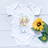 Personalised 1st Easter Baby Bodysuit. Custom Cute Baby Easter Vest - Pink or Blue