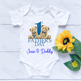 Personalised 1st Father's Day Bodysuit. Custom Cute Baby Vest - Pink or Blue