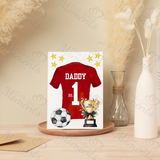 Personalised Happy Father's Day Card. Fully Custom Card for Dad - No.1 Daddy Football Shirt Design