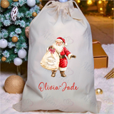 Personalised Christmas Santa Sack - Santa Claus Design. Premium Custom Xmas Gift Sack with Name