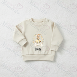 Personalised Easter Bunny Sweatshirt. Baby/Toddler Jumper - Easter Bunny Wreath Design - Pink or Blue