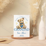 Personalised Happy Father's Day Card. Fully Custom Card for Dad, Grandad, Popps - Pink or Blue Teddy Design