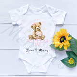 Personalised Our First Mother's Day Baby Bodysuit. Custom Baby Vest - Blue or Pink Design