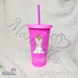 Personalised Bride Cold Cup with Lid and Straw. Custom Reusable 24oz Tumbler. Wedding Gift | Bridal Party | Hen Weekend