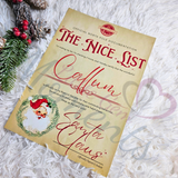 Personalised Nice List Certificate - Rustic. Custom Kids Xmas Treat. Christmas Eve Box Fillers.