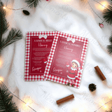 Personalised Elf Hello and Goodbye Letter Bundle | Red Gingham Elf Arrival and Farewell Notes | Custom Name A4 Card | Kids Christmas Set