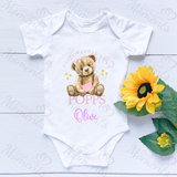 Personalised Happy Father's Day Baby Bodysuit. Custom Cute Father's Day Baby Vest - Pink or Blue