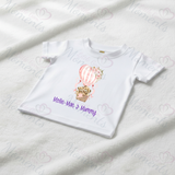 Personalised Mother's Day Organic Cotton Baby Tee: Teddy Bear Hot Air Balloon Design
