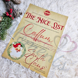 Personalised Rustic Style Nice List Certificate. Custom Kids Christmas Eve Box Filler.