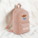 Personalised Kids Highland Cow Mini Backpack