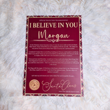 Personalised "I Believe In You" Tartan Santa Letter