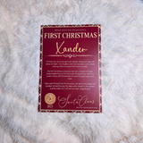 Personalised First Christmas Tartan Certificate. Custom Baby Xmas Keepsake.