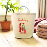 Personalised 1st Christmas Trug. Felt Xmas Gift Basket.