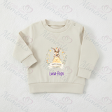 Personalised Easter Bunny Sweatshirt. Baby/Toddler Jumper - Easter Bunny Wreath Design - Pink or Blue
