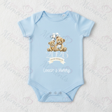 Personalised Our First Mother's Day Baby Bodysuit. Custom Baby Vest - Blue or Pink Teddy Design