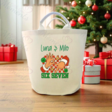 Personalised Christmas Gift Basket Trug. Festive Gift Sack - 67 Design - Loot Bag