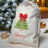 Personalised Christmas Santa Sack - Christmas Tree Design. Premium Custom Xmas Gift Sack with Name
