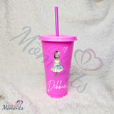 Personalised Bride Cold Cup with Lid and Straw. Custom Reusable 24oz Tumbler. Wedding Gift | Bridal Party | Hen Weekend