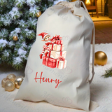 Personalised Christmas Santa Sack - Elf Present Design. Premium Custom Xmas Gift Sack with Name