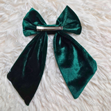 Personalised Christmas Velvet Hair Bow - Christmas Bell Design