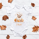 Personalised Cutest Little Pumpkin Baby Bodysuit. Custom Baby's Halloween Vest. New Baby Gift.