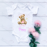 Personalised Happy Father's Day Baby Bodysuit. Custom Cute Father's Day Baby Vest - Pink or Blue