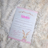 Personalised Kids Easter Bunny Letter for Easter Egg Hunt - Pink, Blue or Yellow