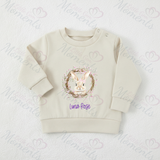 Personalised Easter Bunny Sweatshirt. Baby/Toddler Jumper - Easter Bunny Wreath Design - Pink or Blue