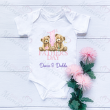 Personalised 1st Father's Day Bodysuit. Custom Cute Baby Vest - Pink or Blue