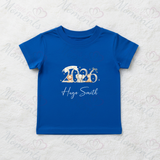 Personalised Born In 2026 Organic Cotton Baby Tee: Safari Animal Design