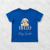 Personalised "Hello World" Organic Cotton Baby Tee: Bunny Design