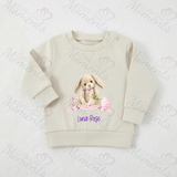 Personalised "My First Easter" Bunny Sweatshirt. Baby/Toddler Jumper - Easter Bunny Banner Design