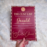 Personalised Adults Explicit Novelty Christmas Certificate. The C**t List. 18+. Custom Made Funny Secret Santa Gift  - Tartan Design