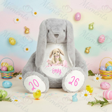 Personalised Giant "My First Easter" Bunny Teddy. Custom Grey Easter Bunny Plush