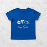 Personalised Born In 2026 Organic Cotton Baby Tee: Bunny Design