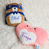 Personalised Pink Love Heart Mumbles SquidgeMe Plush. Custom Valentine's Day Gift.