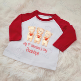 Personalised My 1st Valentine's Day Long Sleeved Top. Baby Valentine's Outfit - Red or Navy - 3 Little Bears