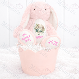 Personalised Happy Easter Bunny Teddy. Custom Kids Keepsake Easter Bunny Plush
