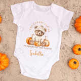 Personalised Cutest Little Pumpkin Baby Bodysuit. Custom Baby's Halloween Vest. New Baby Gift.