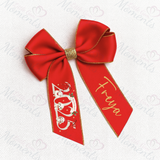 Personalised Glitter Trim Christmas Hair Bow - Christmas 2025 Design - Multiple Colours - 6 Inch Bow