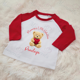Personalised Mummy's Little Valentine Long Sleeved Top. Kids Valentine's Outfit - Red or Navy - Teddy Heart Design